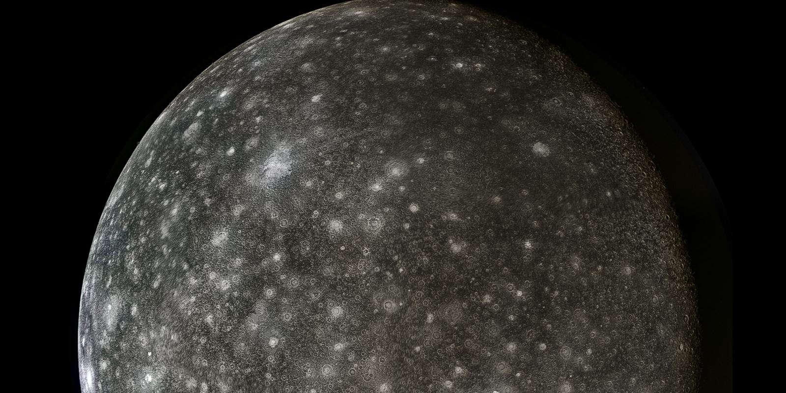 Jupiter's moon Callisto covered in bright crater spots