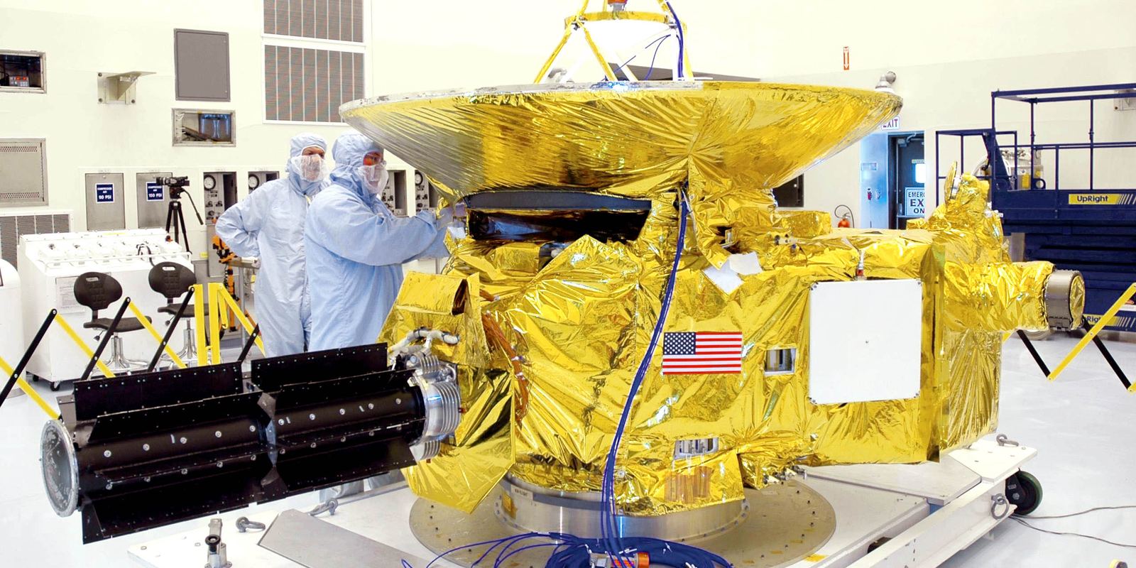 The New Horizons spacecraft being prepared in a clean room