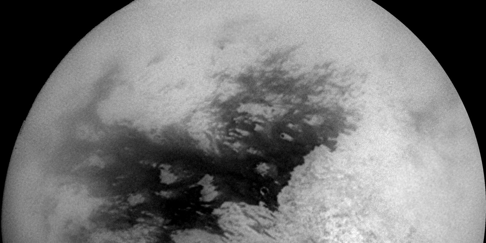 Saturn's moon Titan as a hazy orange globe